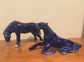 Cobalt blue mini horse figures