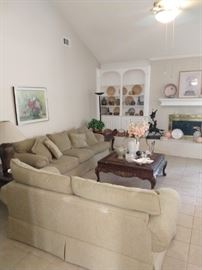 Sofa and matching love seat with coffee table