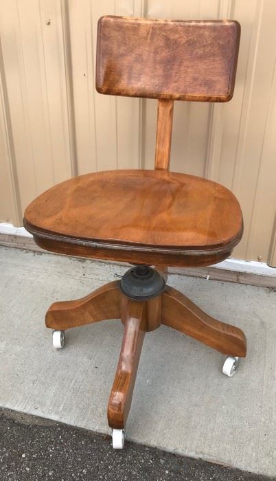 Antique Wood Banker's Chair