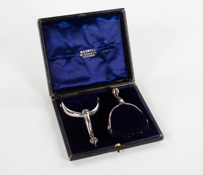 Pair of Antique Maxwell (Piccadilly, London) Sterling Silver Spurs with Original Case
