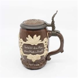 Antique Villeroy & Boch Mettlach “Harvest” 1/2 Liter German Stein c. 1880-1890 – 1028