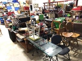 Some sofa tables here, small chairs and couple of bar stools, an Ab Doer Twist, couple coffee tables on top of each other, good project pieces.
