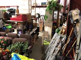 Old and used crutches for Halloween props maybe? Bunch of other small stuff and things to search through up front here.