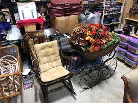Old Yugoslavia 76 rocking chair, excellent shape, Old 1920's or 1930's baby Buggy, awesome décor piece, just $100.