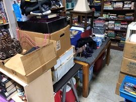 Books in the back, sofa tables, old coolers, a small Ikea desk, some screws for drywall and something else.