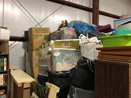 If other stuff in front sells quick, all these boxes can be brought down and looked through. There might be hidden treasure in them, but it is mostly household stuff from storage unit purchases from two years ago.