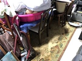 Couple of old Kirby Vacuums lying around, a couple chairs, an ethan allen dining room table, no leaf or chairs for that one though.