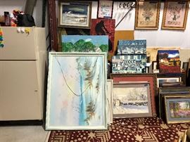 The art next to the fridge is the good stuff, $20 and over, a couple pieces close to $100 each in this pile here