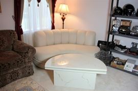 Curved Sofa with Turning Demilune Table