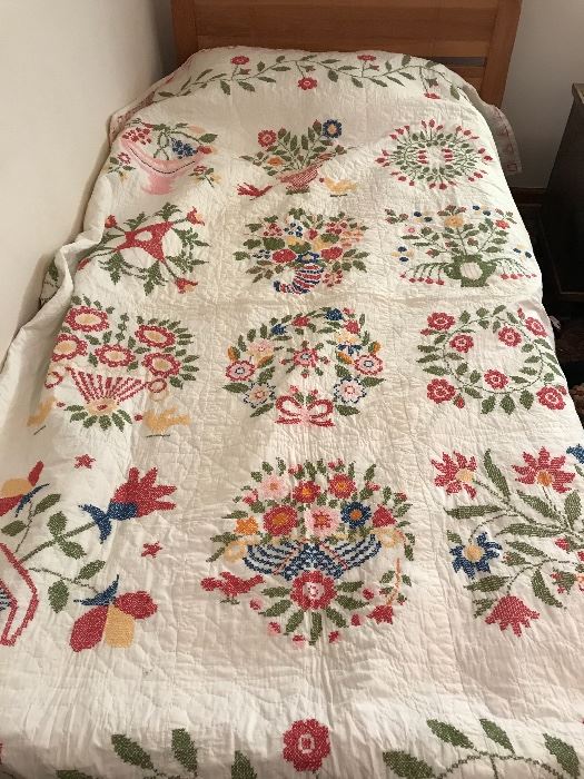 Cross stitched quilt