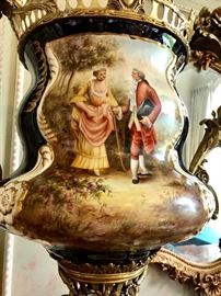 Gorgeous pair of HUGE SEVRES style covered urns