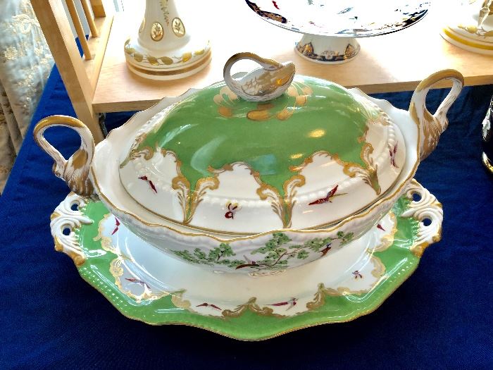 Hand painted tureen with under tray