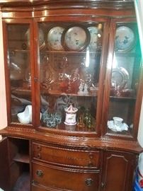 Vintage Mahogany China Cabinet with Decorative  China pieces