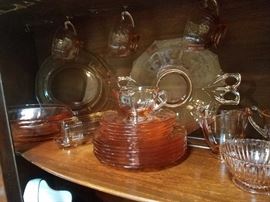 Pink Butter Dish , teacups, saucers, lunch plates, bowls ,platter