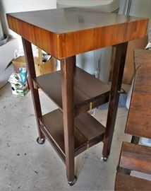 Portable folding butcher block table