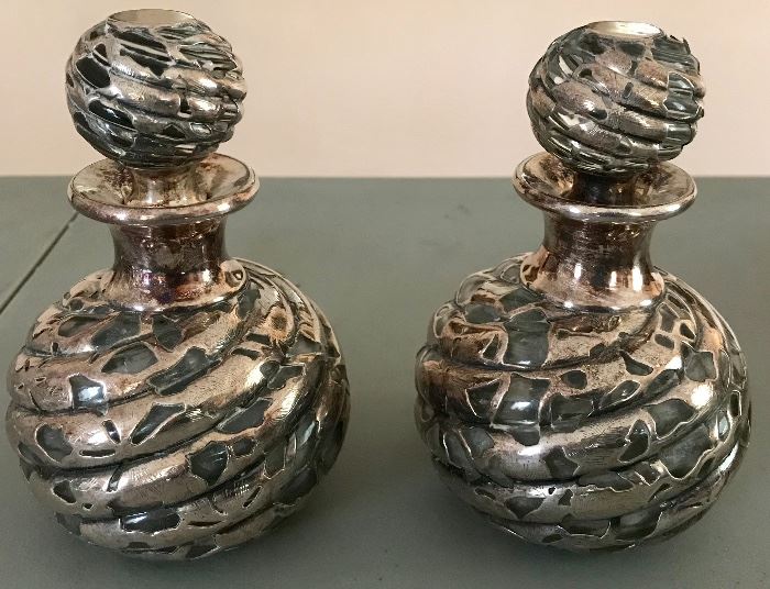 Sterling overlay perfume bottles
