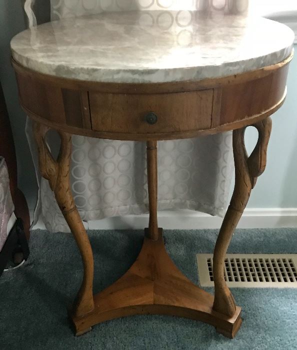 One of several similar tables for sale, some smaller with ormolu gallery edges