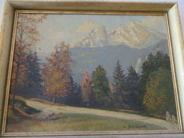 Mountain Landscape Oil Painting Signed, L. Dehlinger