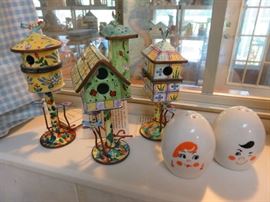 Kelvin Chen Enamel Trinket Bird House, S&P Shakers