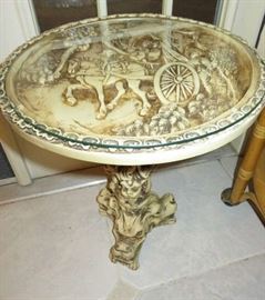Vintage Asian Oriental Carved Resin Side Table 