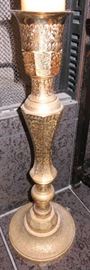 Vintage Etched Brass Floor Candle Holder