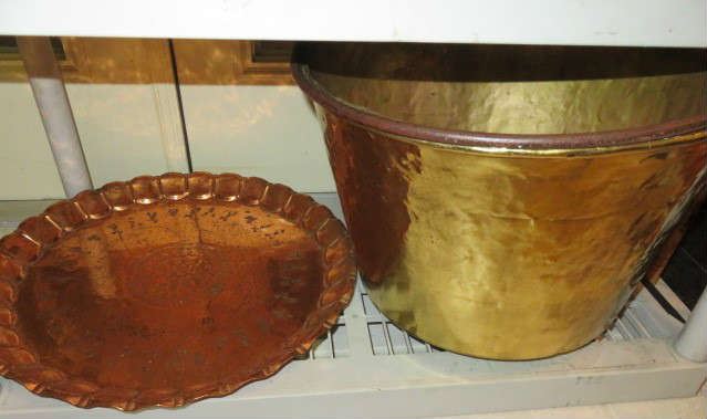 Large Copper Apple Butter Cauldron Pot/Kettle Serving Tray 