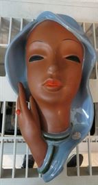 Art Deco Goldscheider Signed large Lady Wall Mask 