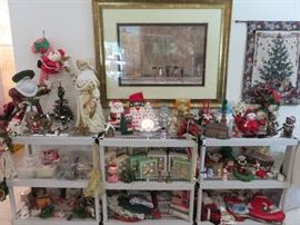 Christmas Decorations, Handmade Ceramic Santa Figurines