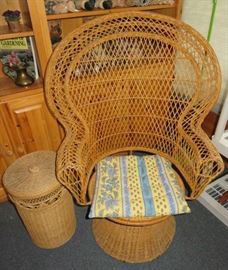 Vintage Swivel Wicker Peacock Arm Chair