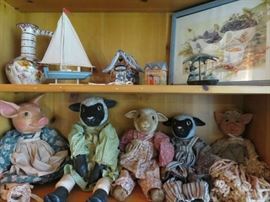 Ceramic Animal Dolls, Pigs/Lambs