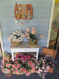 Silk Flowers/Decorative Brass Planters 