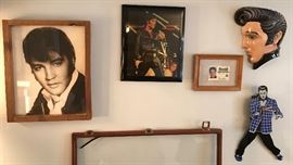 ELVIS: wall clocks, framed photos, ceramic side bust