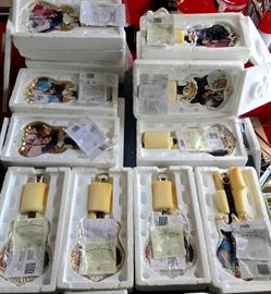 ELVIS: Gold Trimmed Porcelain Guitars w COA in orig boxes