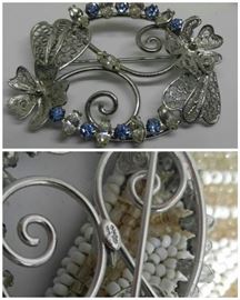 Antique sterling silver brooch pin