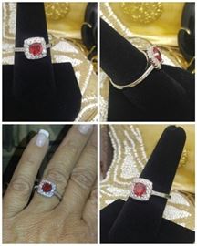Cushion cut garnet in Sterling Silver
