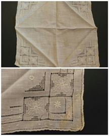Victorian linen lace wedding handkerchief