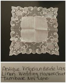 Victorian linen lace wedding handkerchief
Tambour lace