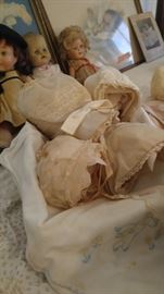 Antique linen baby bonnets