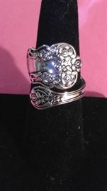 Fancy Sterling Silver spoon ring