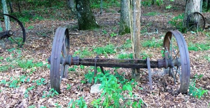 Vintage Wagon Wheels w/Axle Still Attached, One of Several.