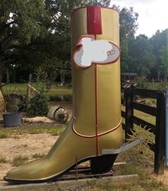 Large  89" Tall, Cowboy Boot Yard Decor with Current Owner's Names Whited Out in Picture.  Can Add Your Own Names or Any Phrase You Want!