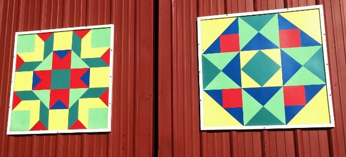 Large, Geometric Framed Barn Art.