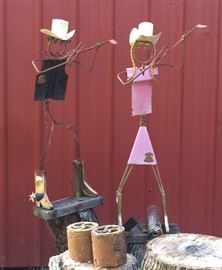 Cowboy and Cowgirl Musician Sculptures