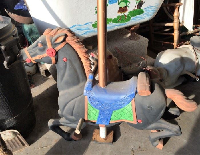 Carousel Horse, Cast Iron Footed Bathtub in Background