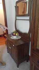 Antique oak wash stand