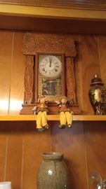 Antique oak mantle clock