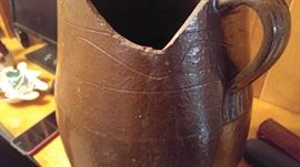 Two-handle decorated jug town Pottery as is