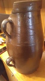 Two-handle decorated jug town Pottery as is