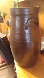Two-handle decorated jug town Pottery as is