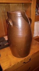 Two-handle decorated jug town Pottery as is